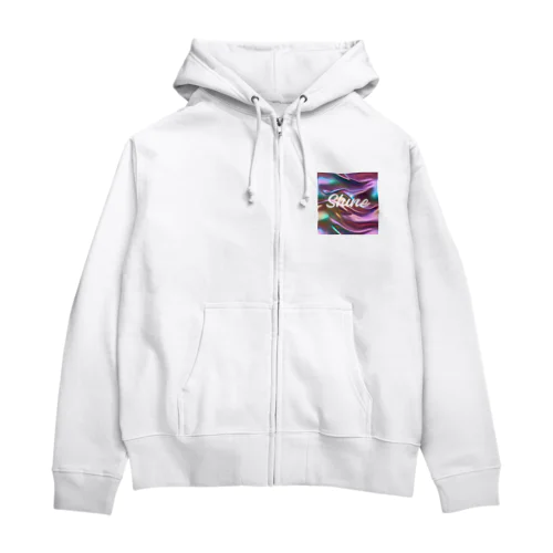 オーロラシルク　Shineロゴ入り Zip Hoodie