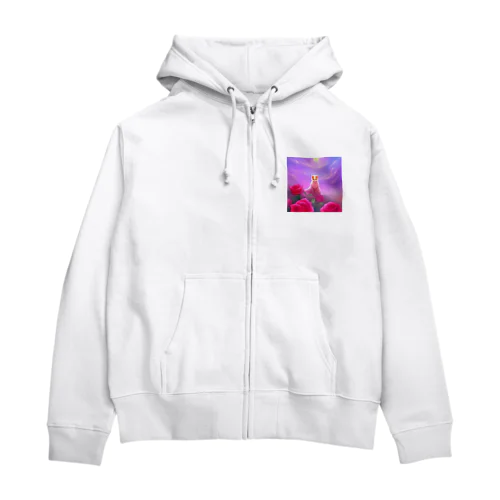 薔薇を嗜む猫 Zip Hoodie