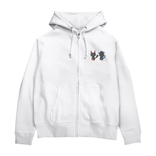 いつも一緒のネコといぬ Zip Hoodie