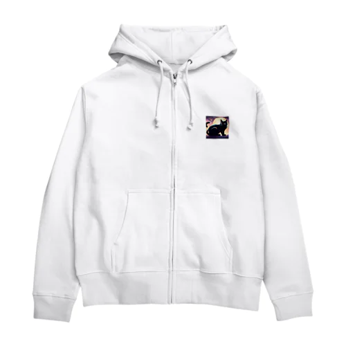 黒猫 Zip Hoodie