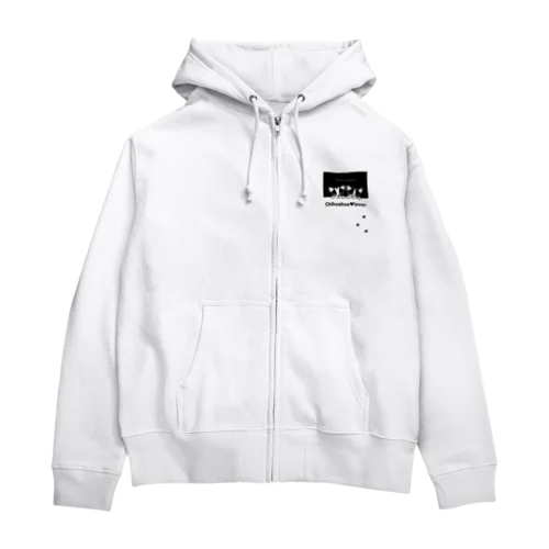 牛柄チワワ（黒窓） Zip Hoodie