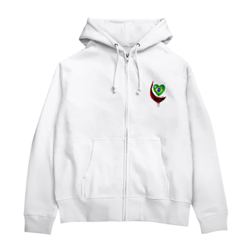 国旗とグラス：ブラジル（衣類） Zip Hoodie