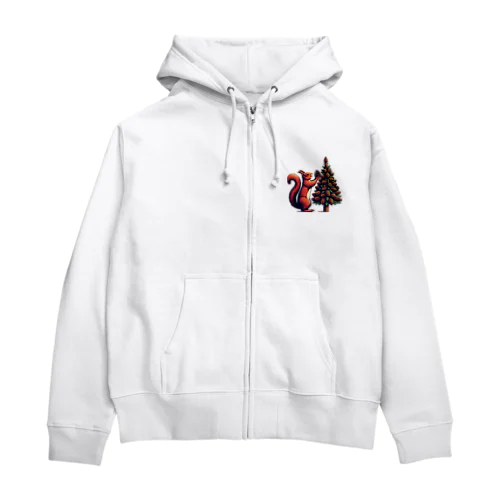 リスのクリスマス Zip Hoodie