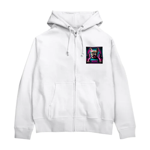 近未来的なフレンチブルドッグ Zip Hoodie