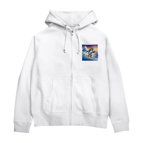 スキーをするペンギンのペーくん Zip Hoodie