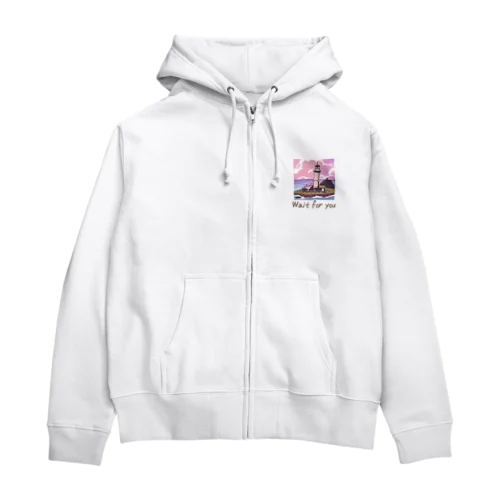 「Wait for you」文字コンテンツ Zip Hoodie