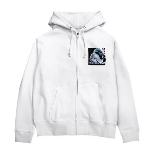 潮ふきクジラのモン太 Zip Hoodie