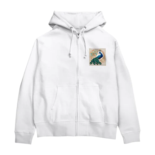 孔雀の優雅な舞 Zip Hoodie