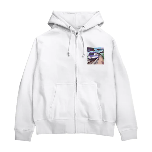 軽快で洗練されたモダン鉄道 Zip Hoodie