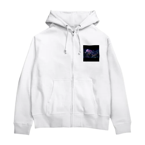 古風な夜桜 Zip Hoodie