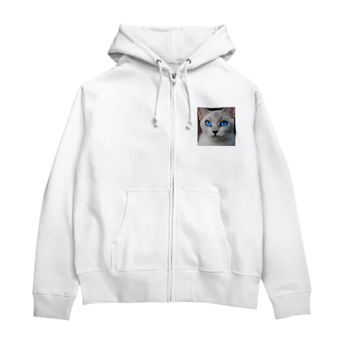 青目の猫 Zip Hoodie