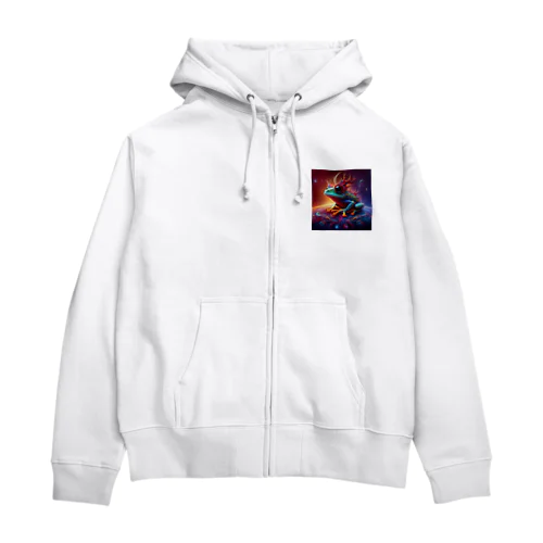 宇宙の中に浮かぶベルツノガエル Zip Hoodie