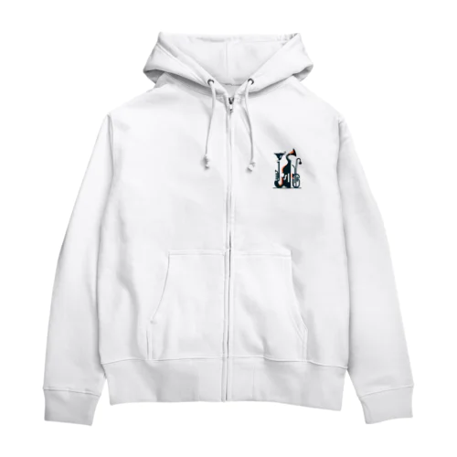 アブストラクトな楽器のシルエット Zip Hoodie