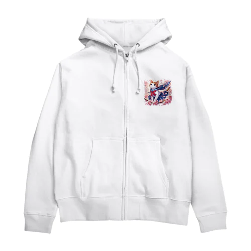 桜咲く華の学生猫 botan Zip Hoodie