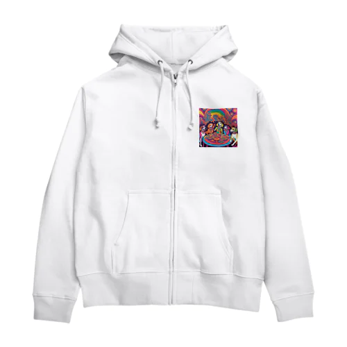 美しいわんこたちのパーティー Zip Hoodie