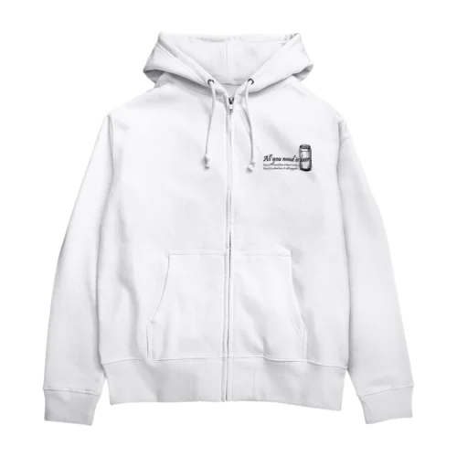 All you need is beer(黒) Zip Hoodie