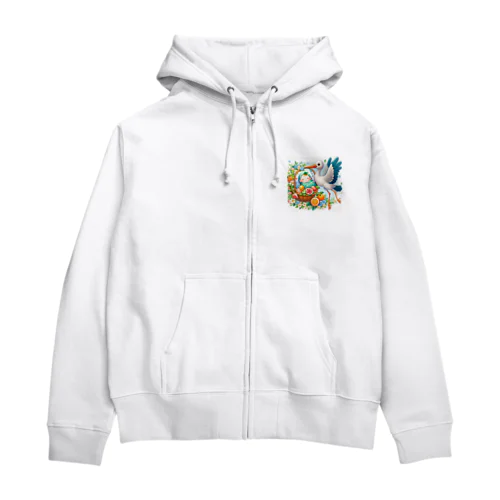 幸せを呼ぶコウノトリ2/Stork of Happiness2 Zip Hoodie