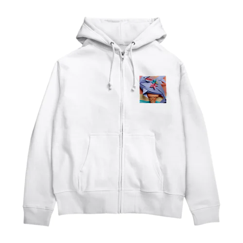 ice meets オリガミイルカ Zip Hoodie