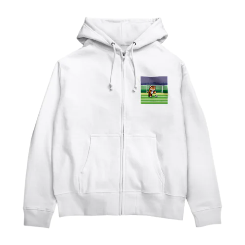 サッカーをしているトラ Zip Hoodie