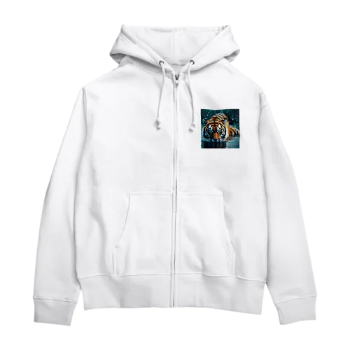 泳いでいるトラ Zip Hoodie