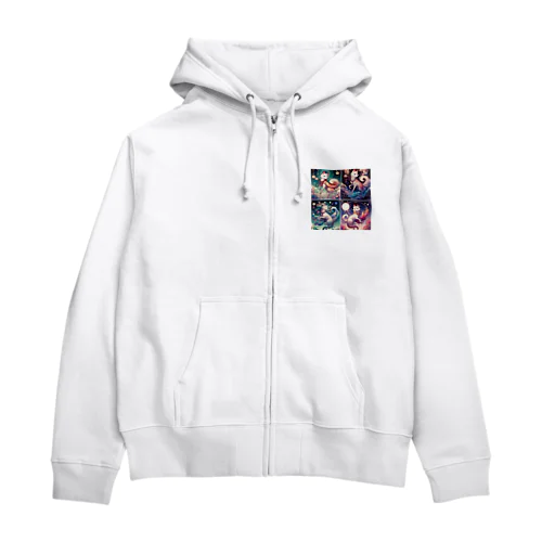 四匹の狐 Zip Hoodie