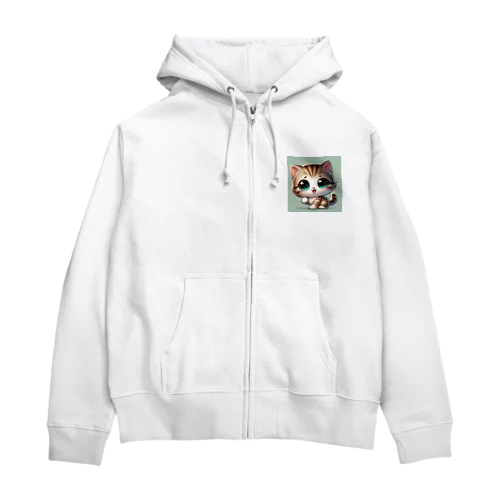 キュートな子猫 Zip Hoodie