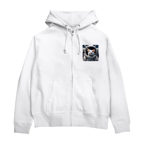 宇宙旅行する白いハムスター Zip Hoodie