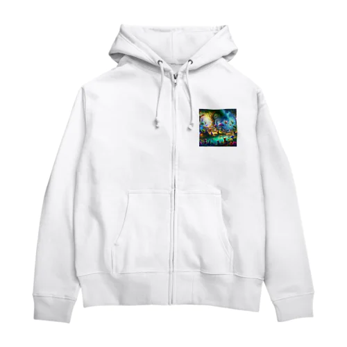 神秘的な森の生き物たち Zip Hoodie