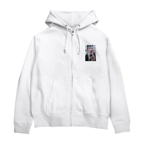 チョコを咥える悪魔美女 Zip Hoodie