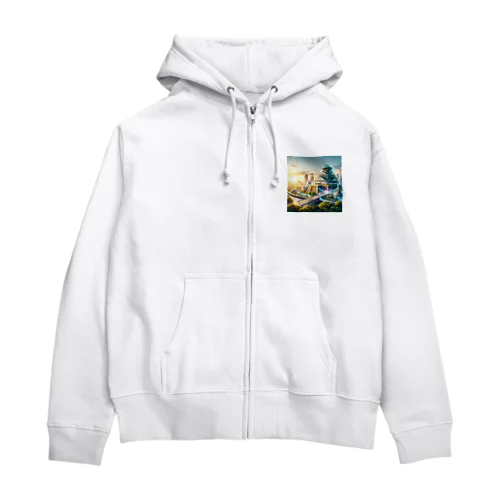 明るい未来を予感させる大阪城 Zip Hoodie