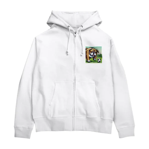 フットボーラーブルドッグ Zip Hoodie