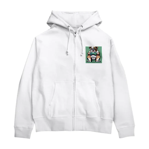 ゲーム中毒のブルドッグ Zip Hoodie