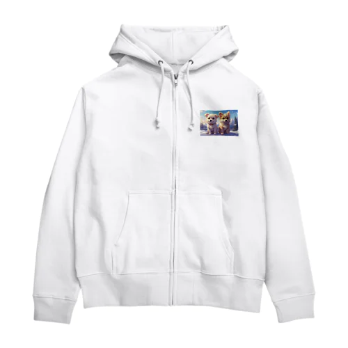 仁王立ちの犬 Zip Hoodie