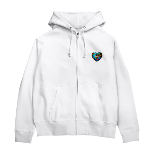 地球の日　Earth day 地球　ハート　ブルー Zip Hoodie