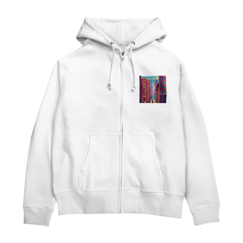 ぎらぎらした街をぬけ さっさと家に帰ろう Zip Hoodie