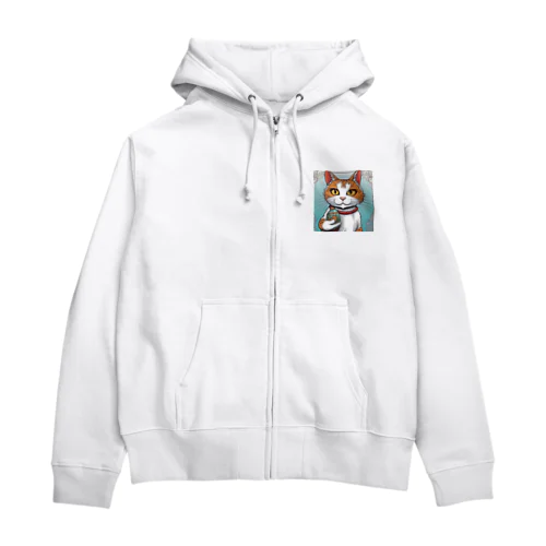 瓶持ち猫 Zip Hoodie