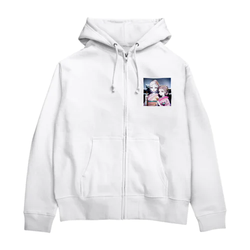 白く透き通る肌の娘達 Zip Hoodie