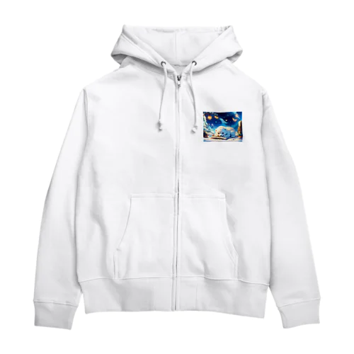 お休み白くま Zip Hoodie