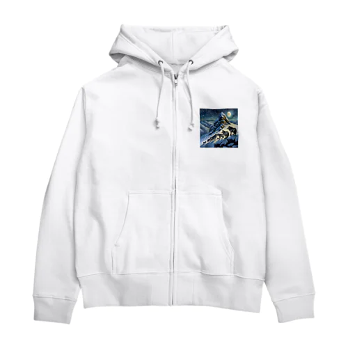 雪山のオオカミの群れ Zip Hoodie