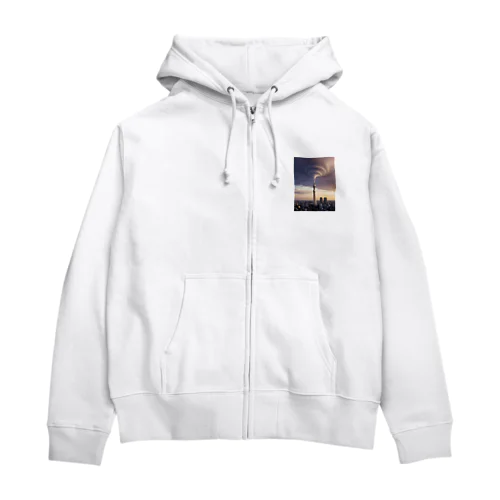 東京スカイツリーと竜巻 Zip Hoodie