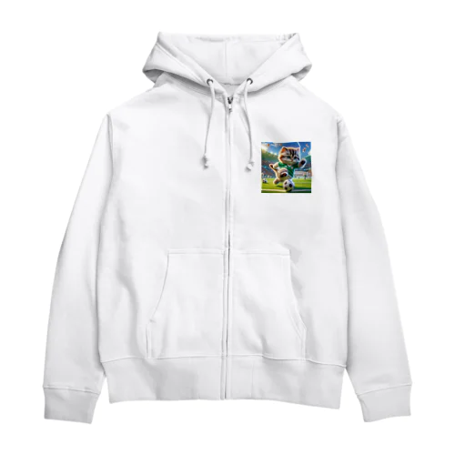 サッカーにゃんこ Zip Hoodie