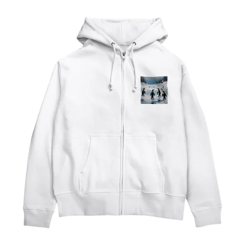 共存を目指すペンギン Zip Hoodie