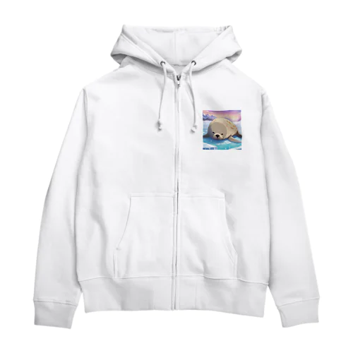 氷の上で寝ます Zip Hoodie