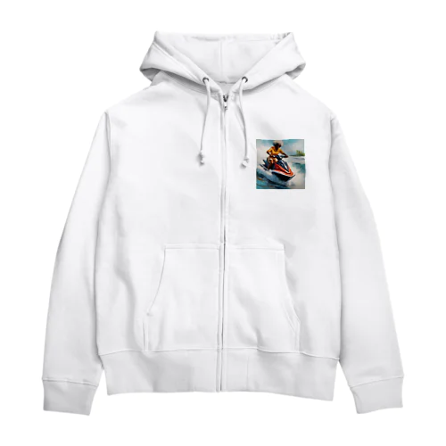 ジェットスキー乗り乗りグランマ Zip Hoodie