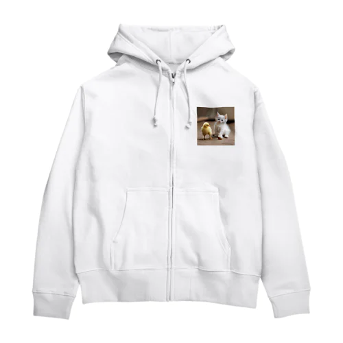 子猫とひよこ Zip Hoodie