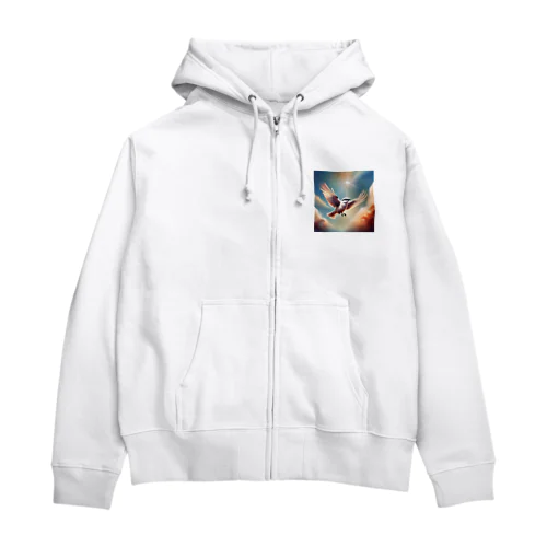 明るい 天空で 自由に 飛ぶ 白い モズ Zip Hoodie