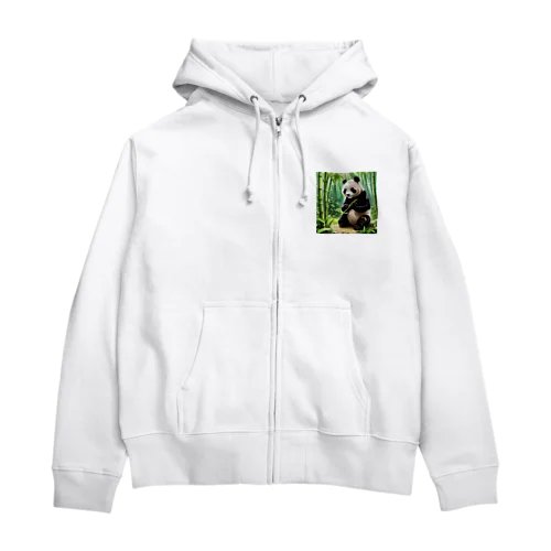 竹を食べているパンダ Zip Hoodie