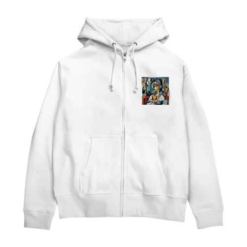 ピカソ風芸術的アートグッズ Zip Hoodie