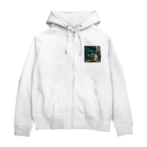 泳ぐ猫グッズ Zip Hoodie