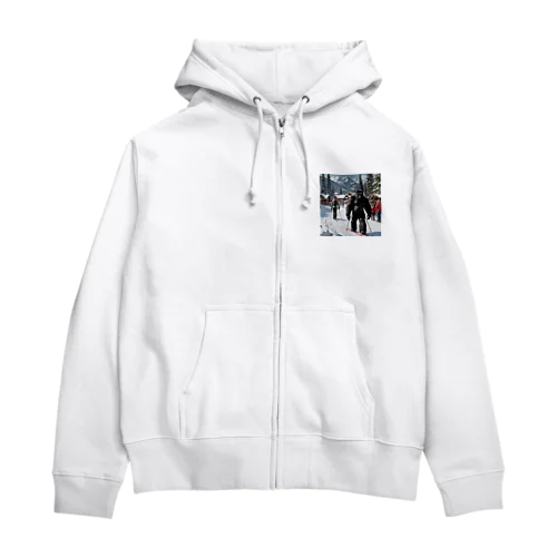 スキーをしてみたいゴリラ Zip Hoodie